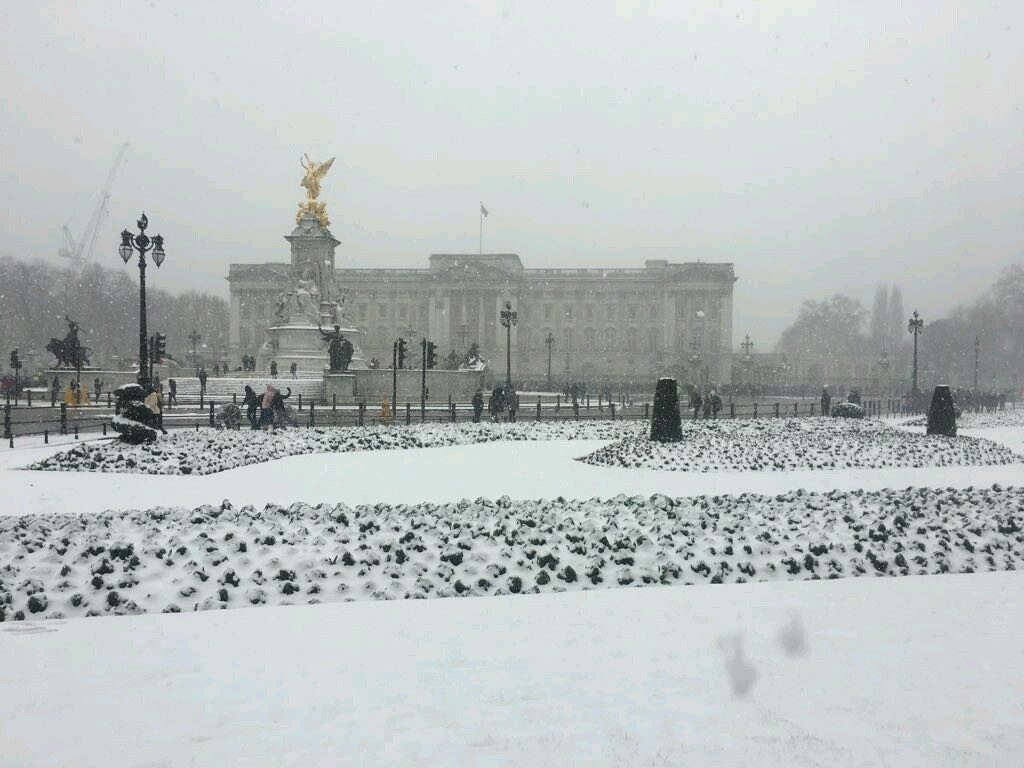 El palacio de Buckingham nevado